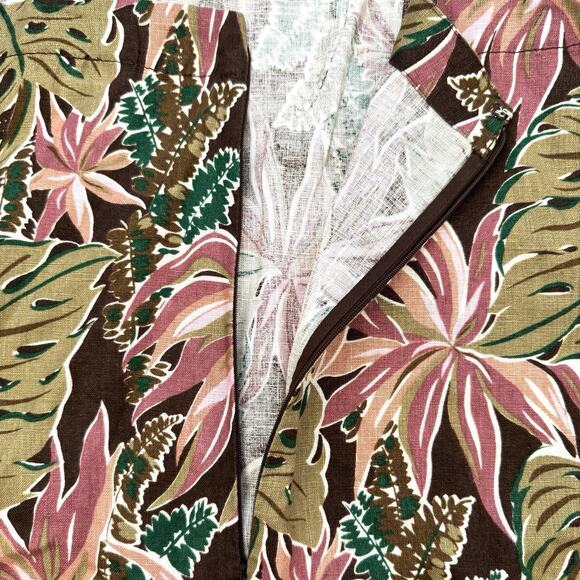 Madewell Goldie Mini Dress in 100% Linen Dark Coffee Tropical Print - Picture 10 of 11